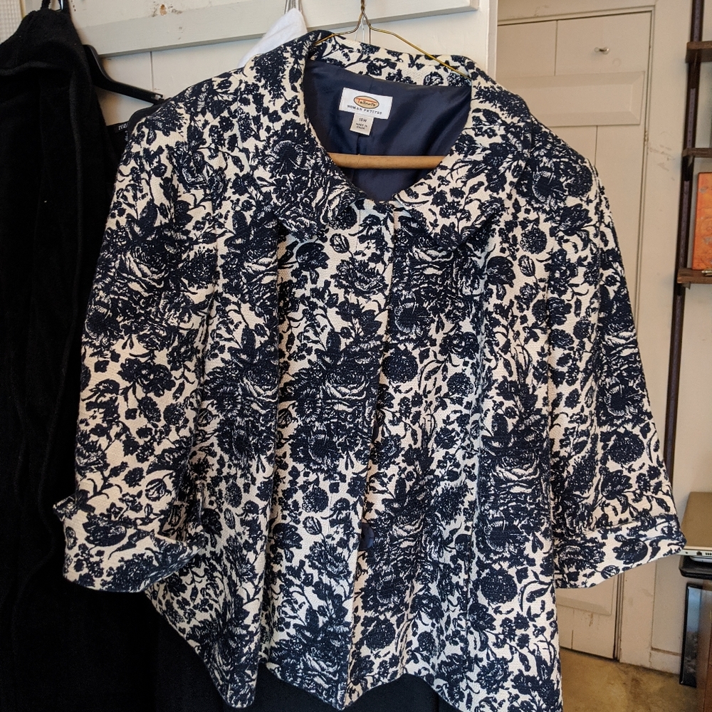 Talbot's Navy Brocade Jacket - Size 18P